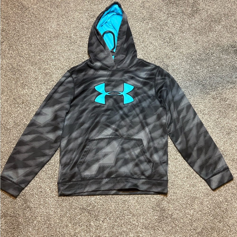 Under Armour Charcoal and Teal Hoodie (worn)